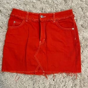 NWOT TopShop MOTO orange denim mini